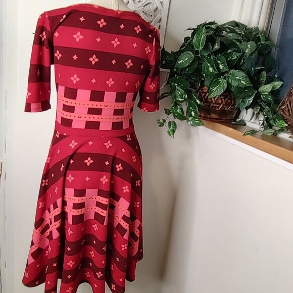 Lularoe Nicole Red and Pink Fit and Flare Dress Size Large - Picture 6 of 6